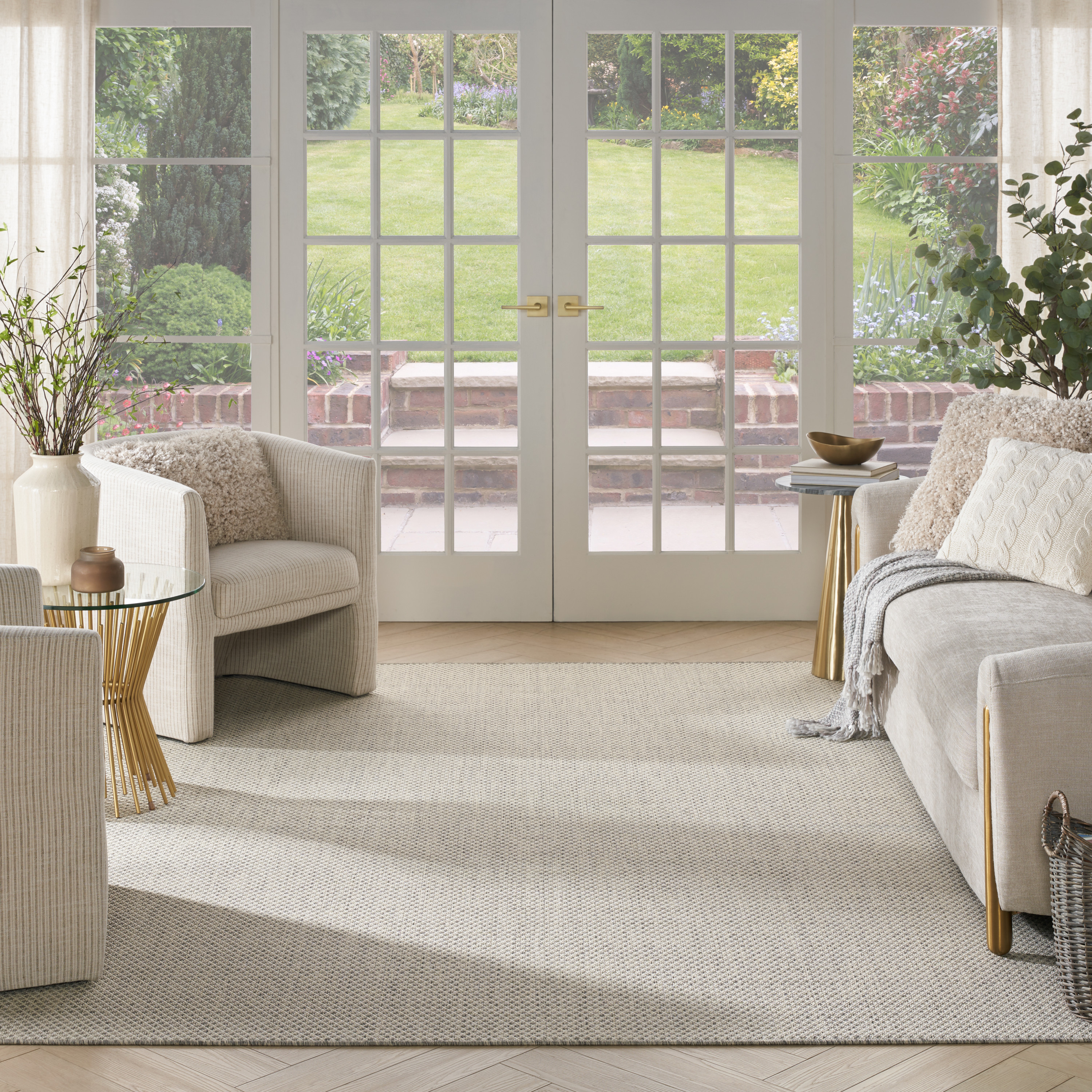 Nourison Courtyard 9' x 12' Ivory Silver Modern Rug