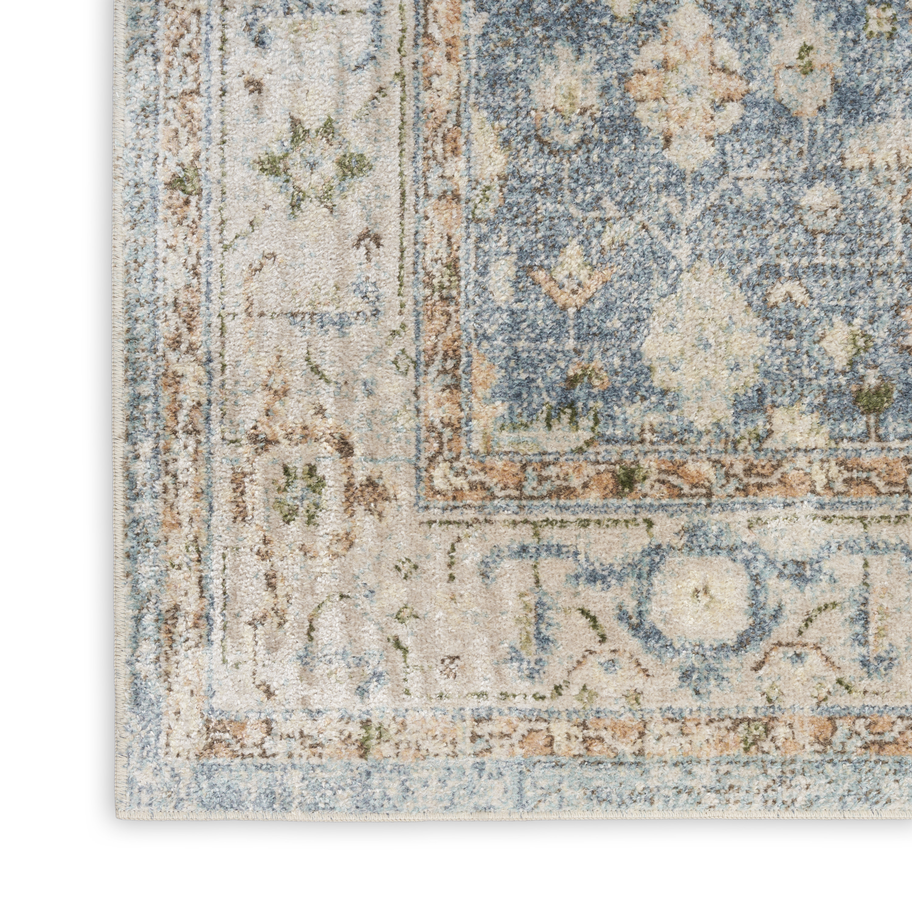 Nourison Astra Machine Washable 7'10" x 10' Silver Blue Vintage Indoor Rug