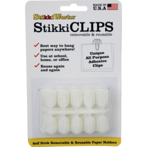 StikkiCLIPS&trade; Adhesive Clips, White, Pack of 20