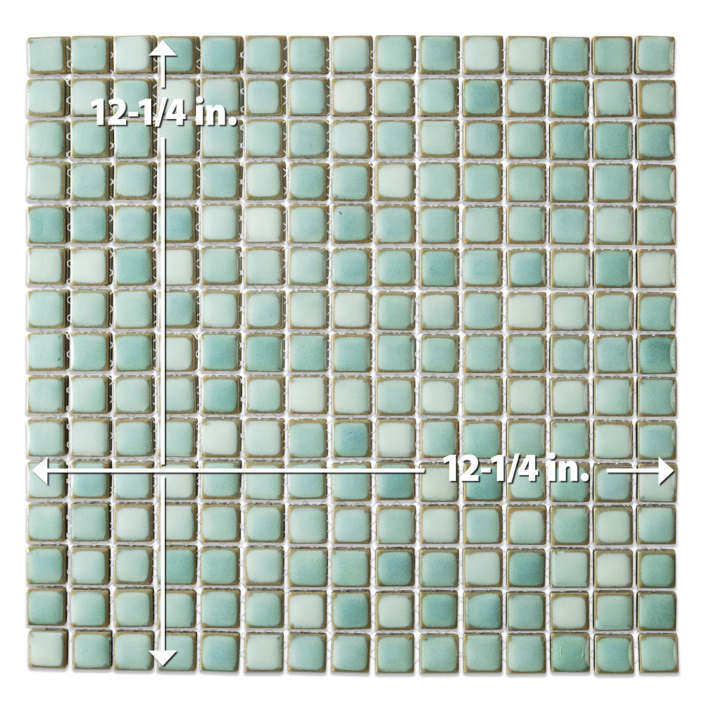 Hudson Edge Mint Green 12-1/4 in. x 12-1/4 in. Porcelain Mosaic Tile
