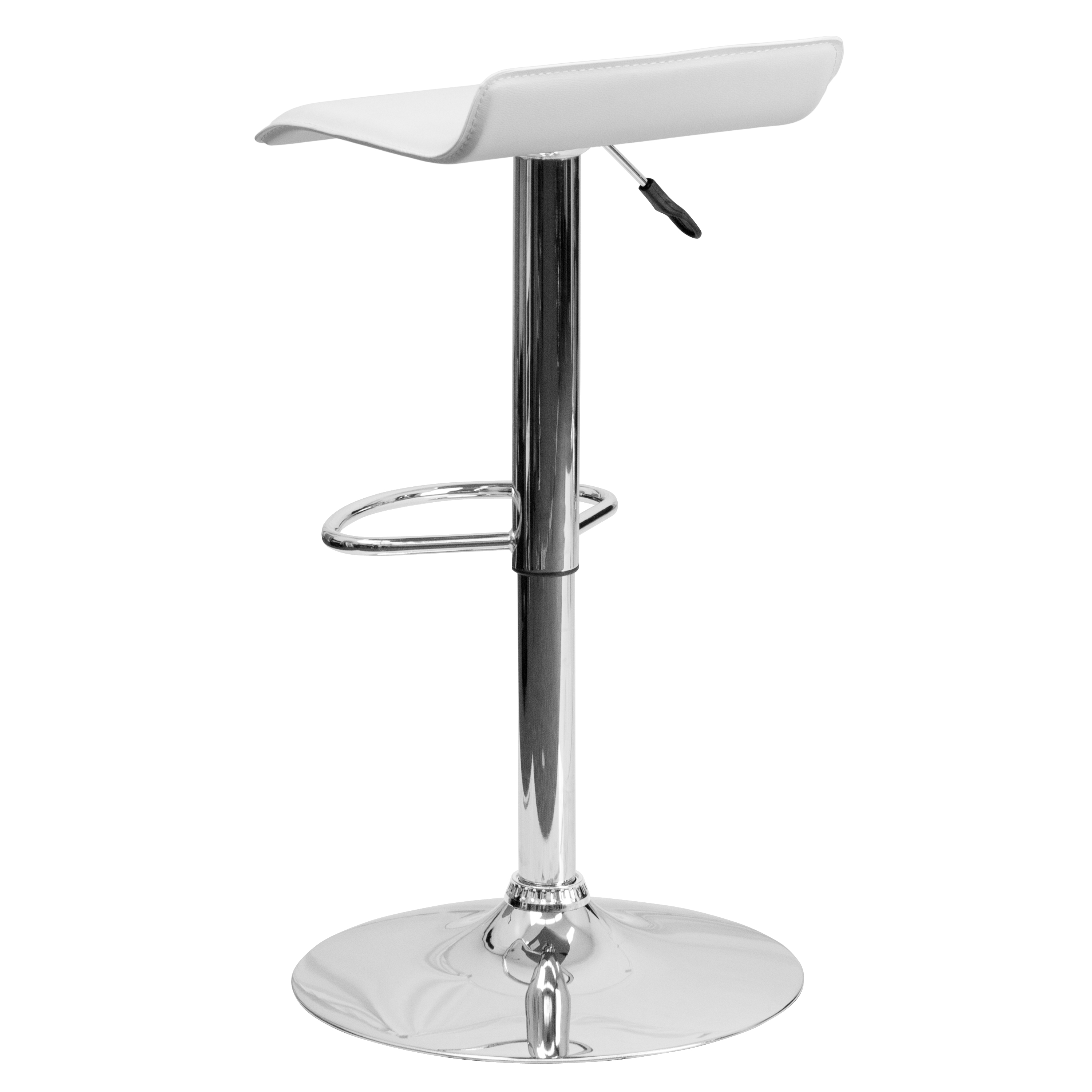 Taburete de bar de vinilo negro altura ajustable con asiento ondulado sólido - Imagen 28 de 31