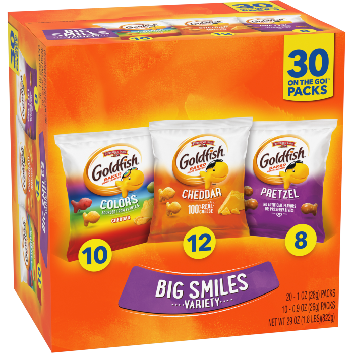 Goldfish® Big Smiles Variety, 30 count box, 29 oz, bag - Left Angle Image
