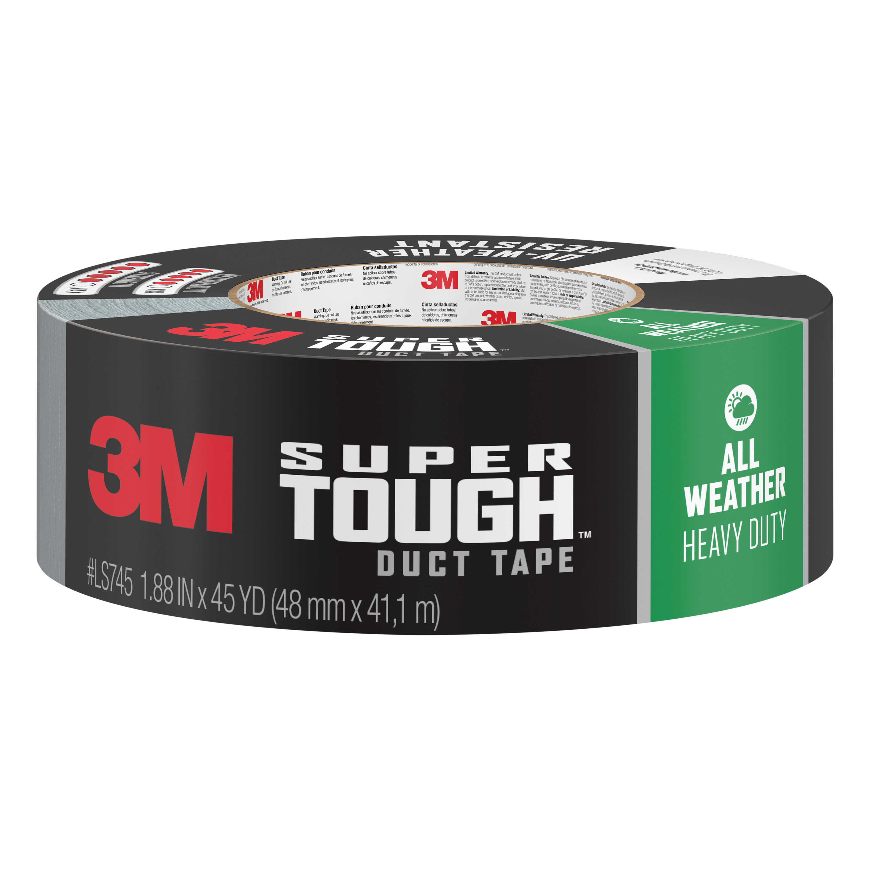 3M™ Super Tough Duct Tape 2545-SV, 1.88 in x 45 yd (48 mm x 41.1 m)