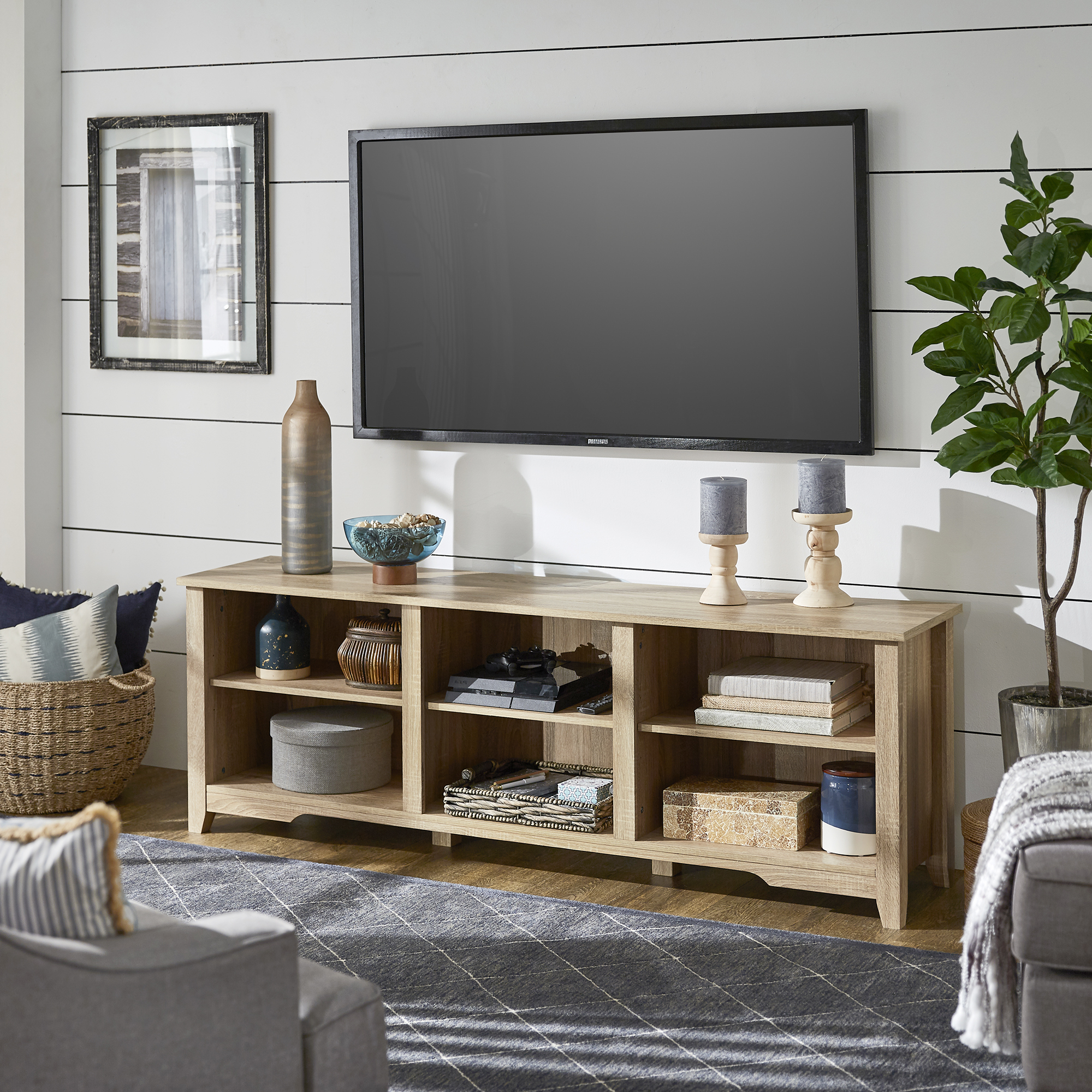 Oak Finish 70-inch TV Stand - iNSPIRE Q Home