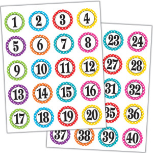 Polka Dots Numbers Stickers, Pack of 120