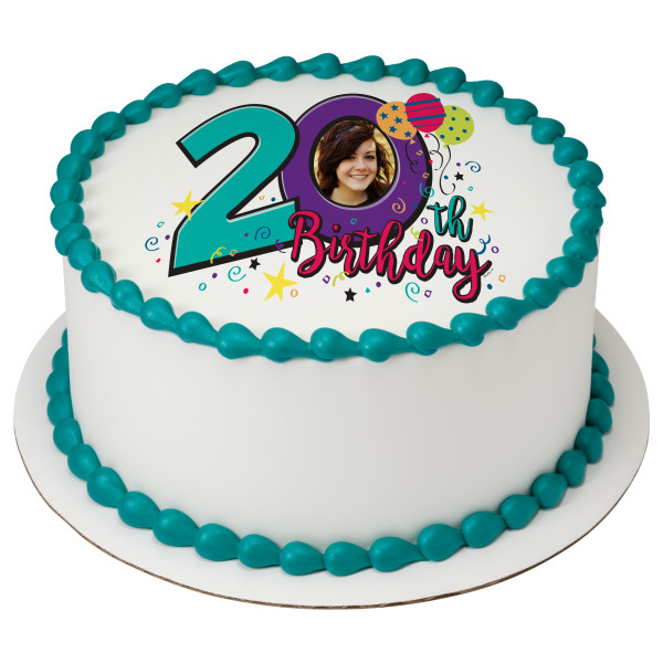 Happy 20th Birthday PhotoCake® Edible Image® Frame