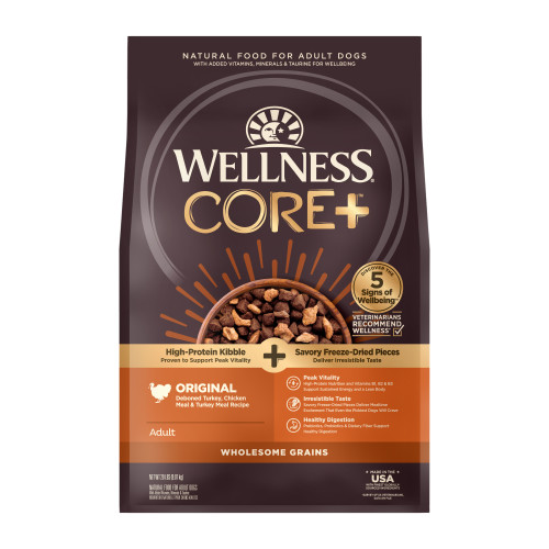 Wellness CORE+ Wholesome Grains Original Turkey & Chicken with Freeze Dried Turkey Front packaging