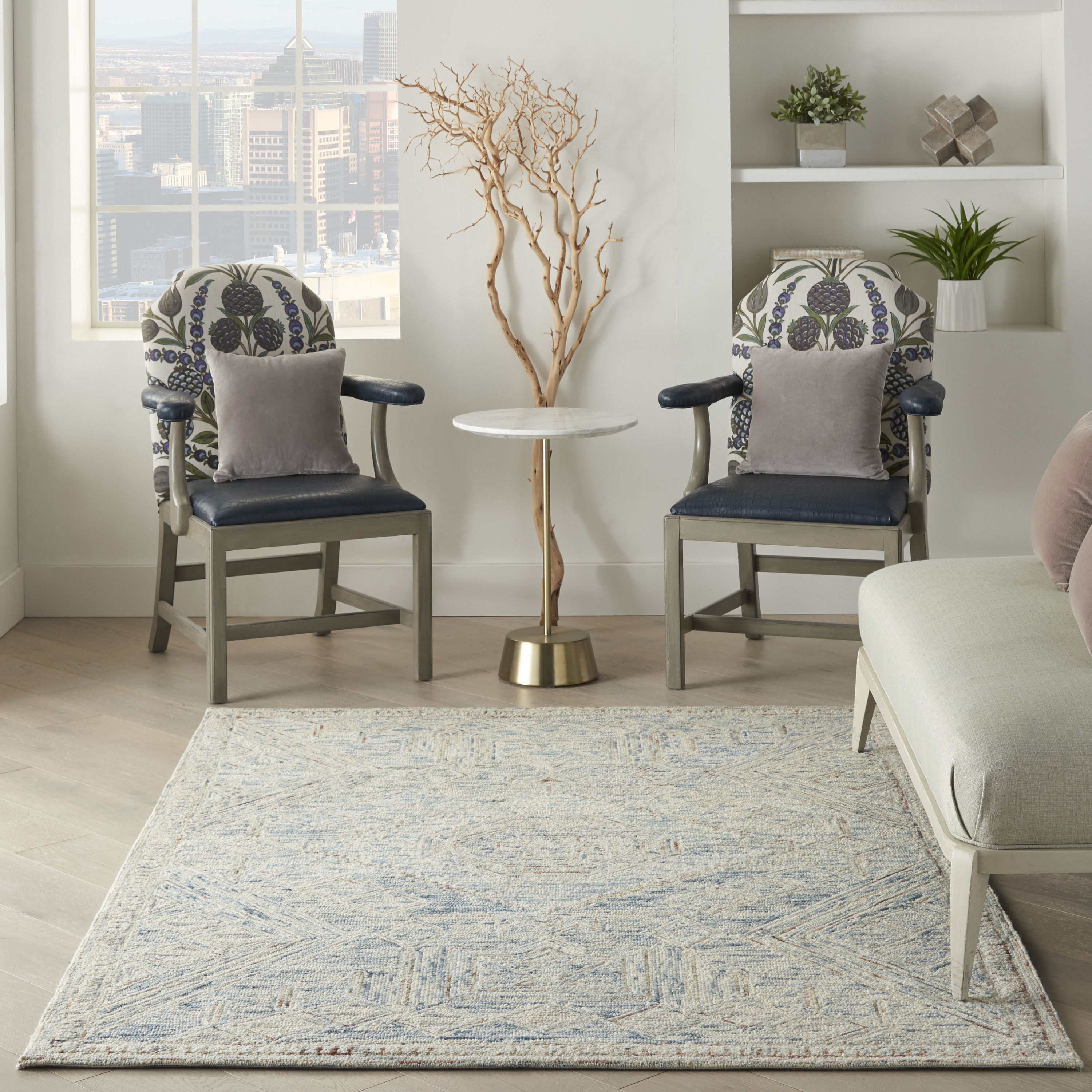 Nourison Interlock 3'9" x 5'9" Blue Multicolor Bohemian Indoor Rug