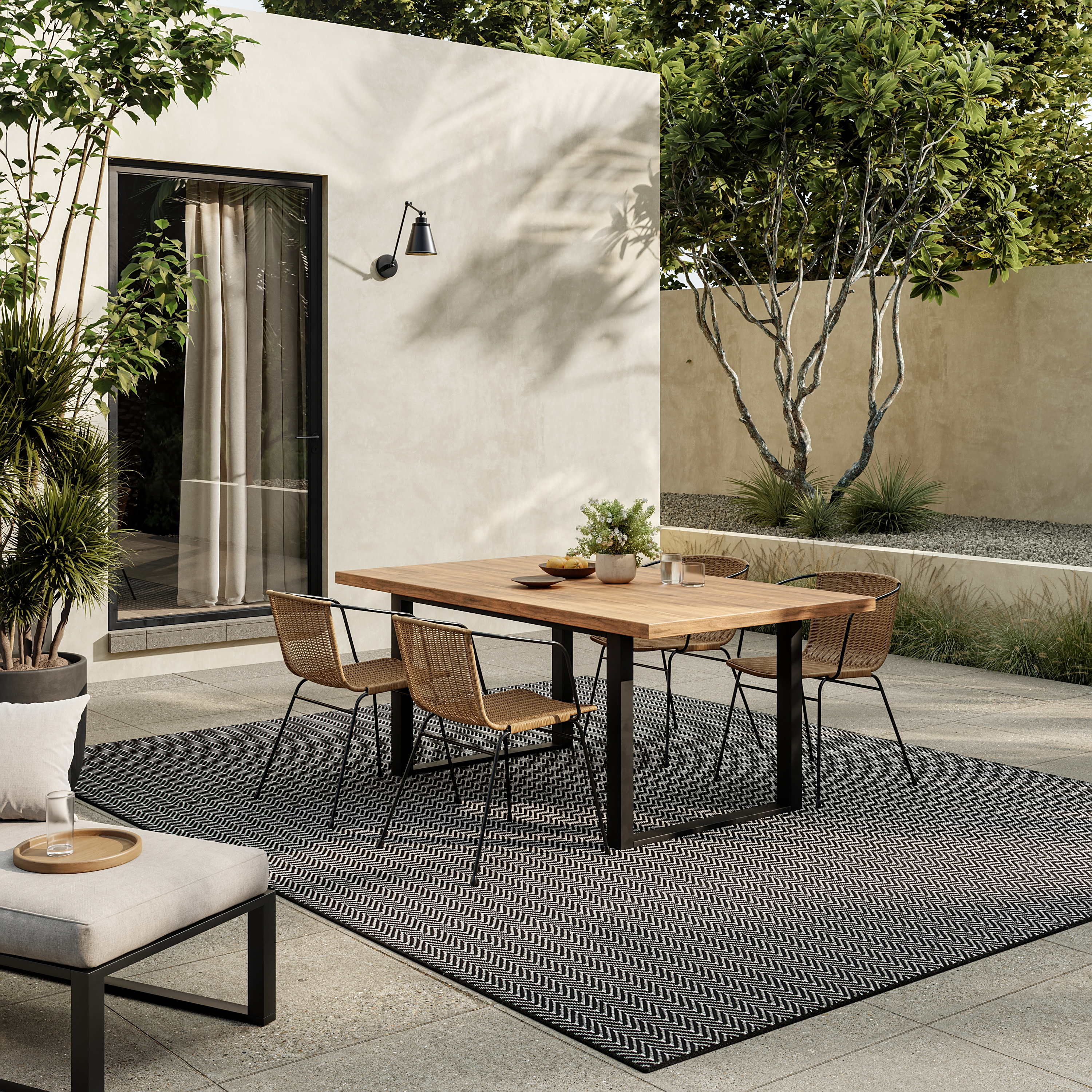 Nourison Horizon Indoor/Outdoor 6' x 9' Black Modern Rug