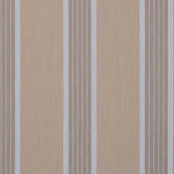 Vertical striped wallpaper: wide beige panels alternating with narrow taupe bands and thin white pinstripes; running vertically and covering a wall as a muted, softly lit interior backdrop.