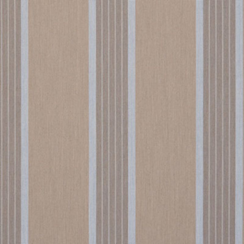 Vertical striped wallpaper: wide beige panels alternating with narrow taupe bands and thin white pinstripes; running vertically and covering a wall as a muted, softly lit interior backdrop.