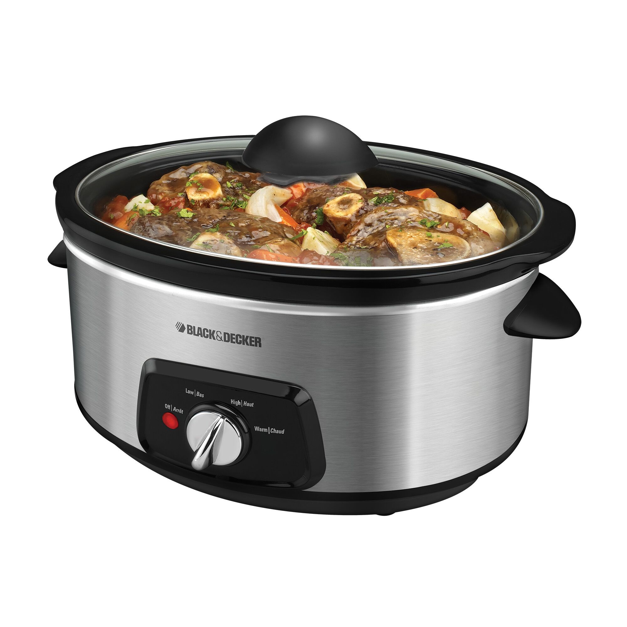 Stainless steel slow cooker.