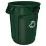 Rubbermaid Commercial, VENTED BRUTE®, Recycling, 32 gal, Resin, Green, Round, Receptacle