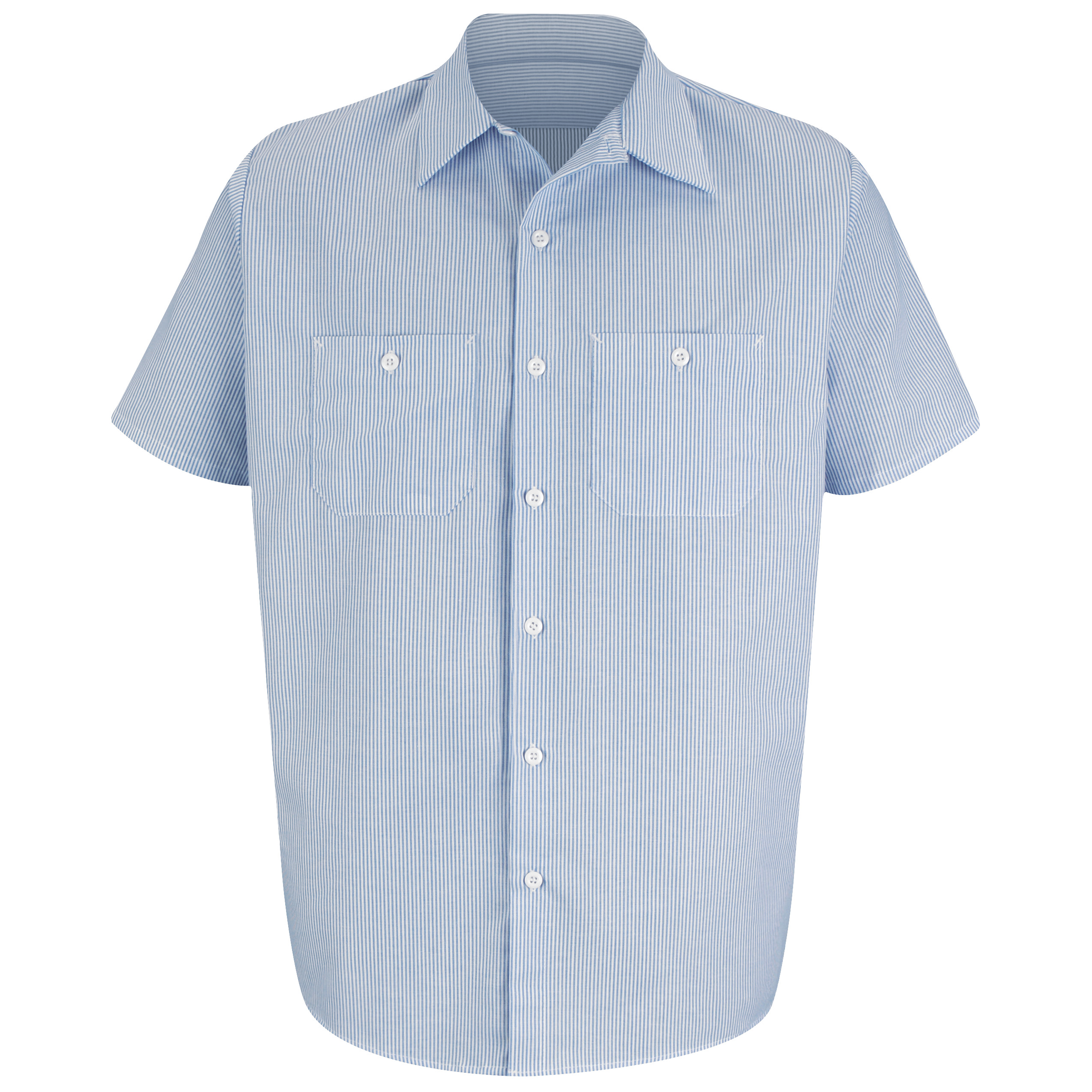 Men‘s Short Sleeve Industrial Stripe Work Shirt-Red Kap