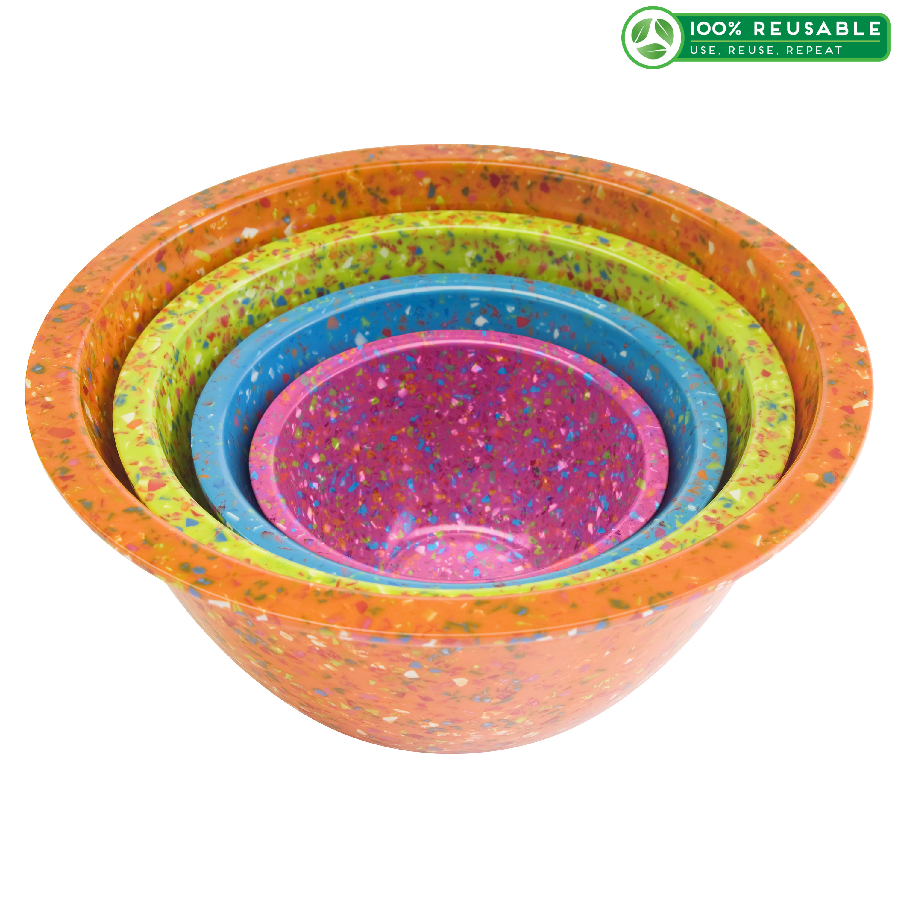 Confetti Mixing Bowl Set, Assorted - Orange, 4-piece set slideshow image 1 Confetti Mixing Bowl Set, Assorted - Orange, 4-piece set slideshow image 1