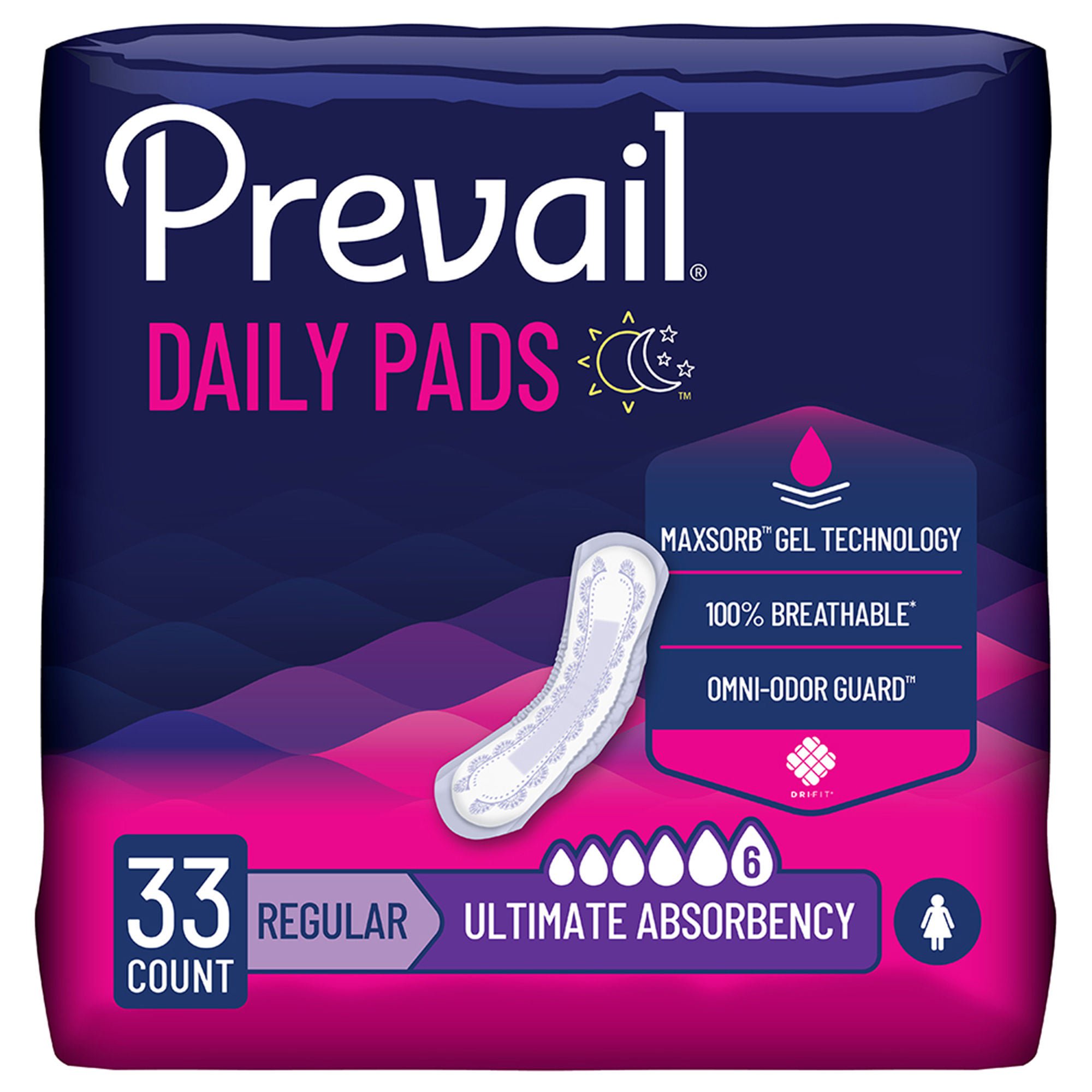 Prevail® Daily Pads Ultimate Bladder Control Pad, 16-Inch Length
