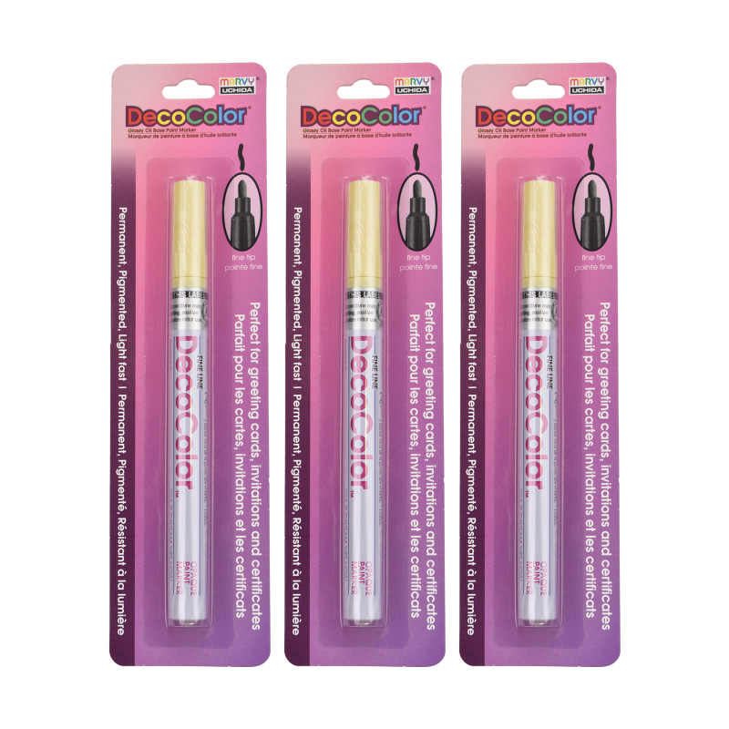 DecoColor® Paint Marker, Fine Tip, 200-S, Cream Yellow #42, Set of 3