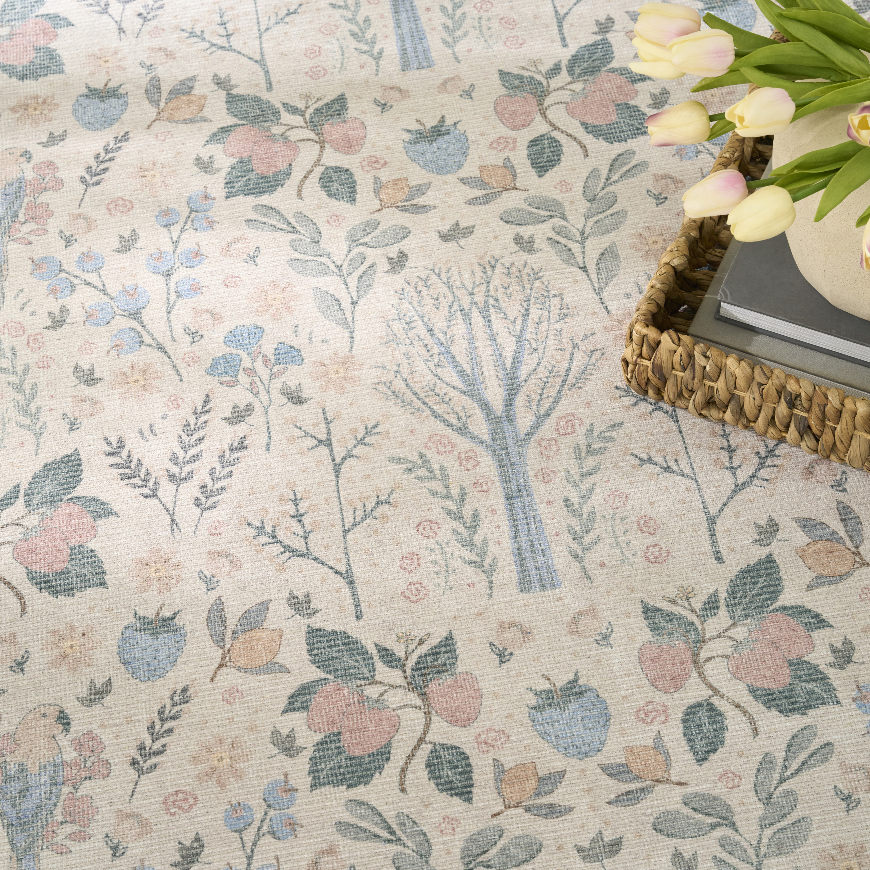 Nourison Botanical Washables 4' x 6' Ivory Multicolor Modern Indoor Rug
