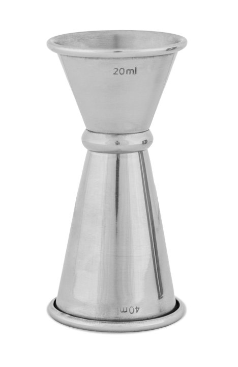 Measuring jigger silver 20 and 40 ml stainless steel