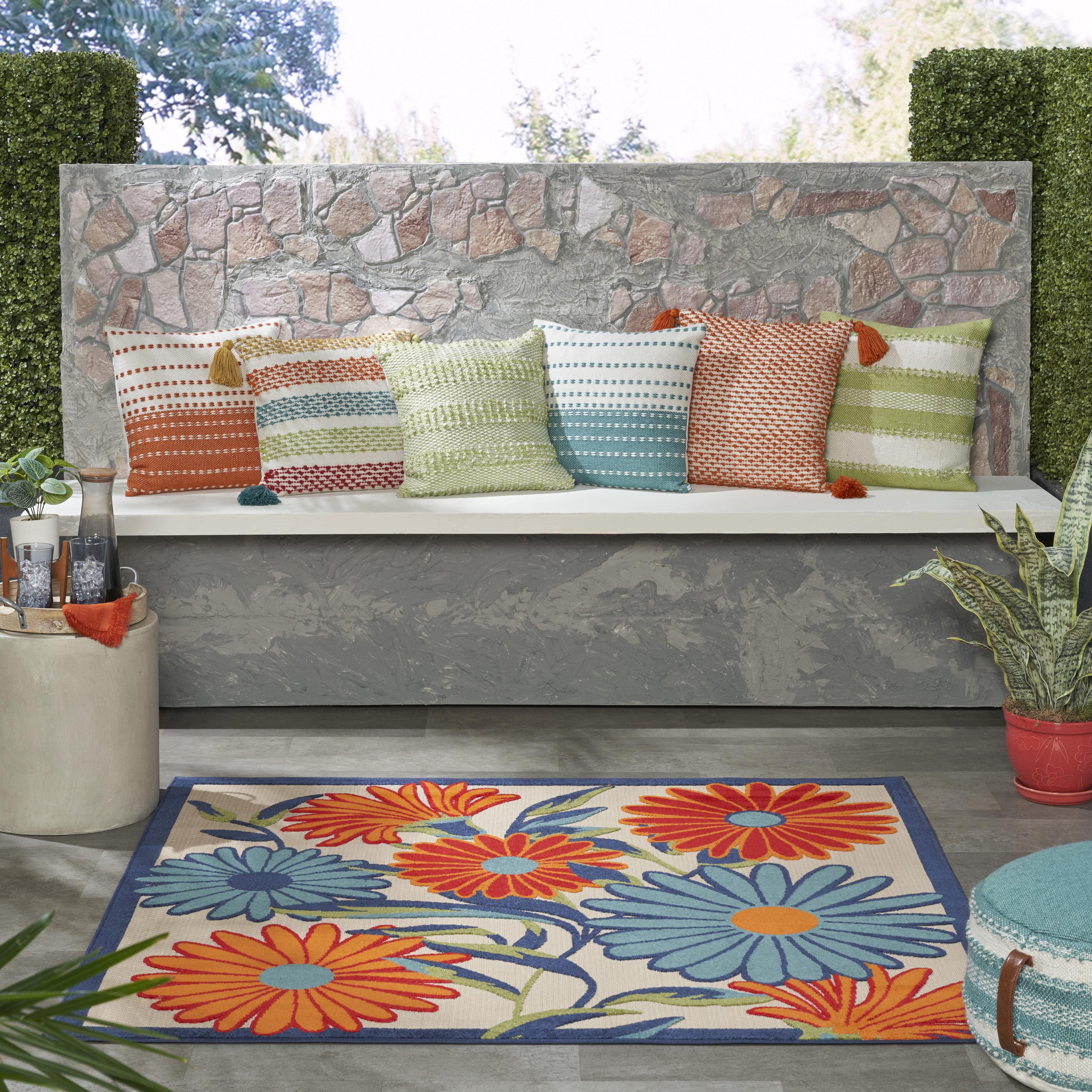 Nourison Aloha 5'3" x Square Multicolor Contemporary Rug