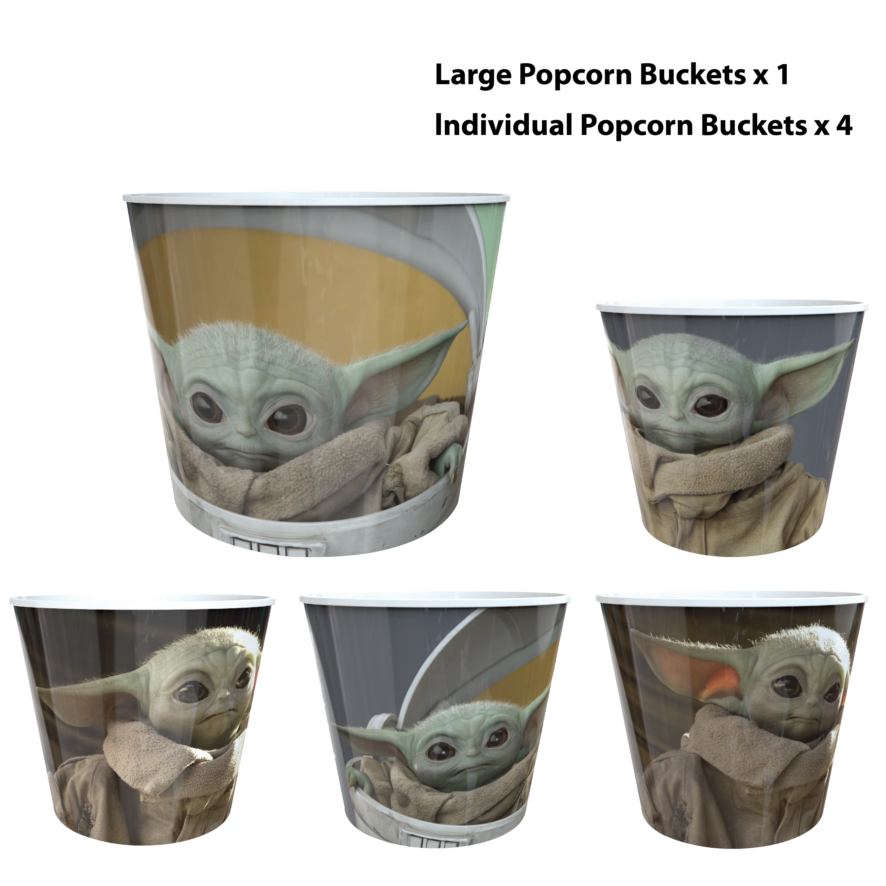 Star Wars: The Mandalorian Plastic Popcorn Container and Bowls, The Child (Baby Yoda), 5-piece set slideshow image 11 Star Wars: The Mandalorian Plastic Popcorn Container and Bowls, The Child (Baby Yoda), 5-piece set slideshow image 11