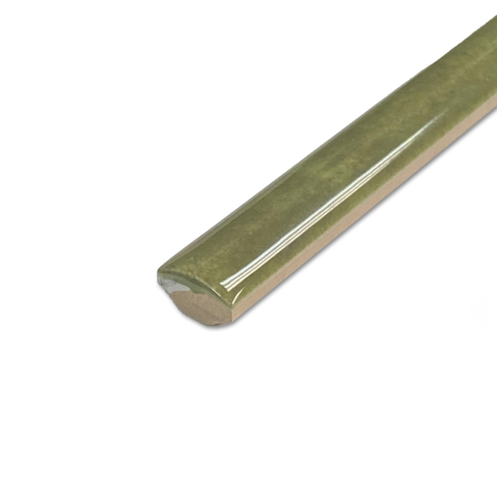 Coco Demi-Bullnose Glossy Moss Verde 1/2 in. x 7-7/8 in. Ceramic Wall Trim