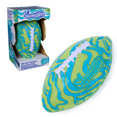 SwimWays Hydro Grip Football, Waterproof Football, Outdoor Games for Adults and Kids, Sports Equipment, Pool Party Games and Toys, Blue, 9.25"
