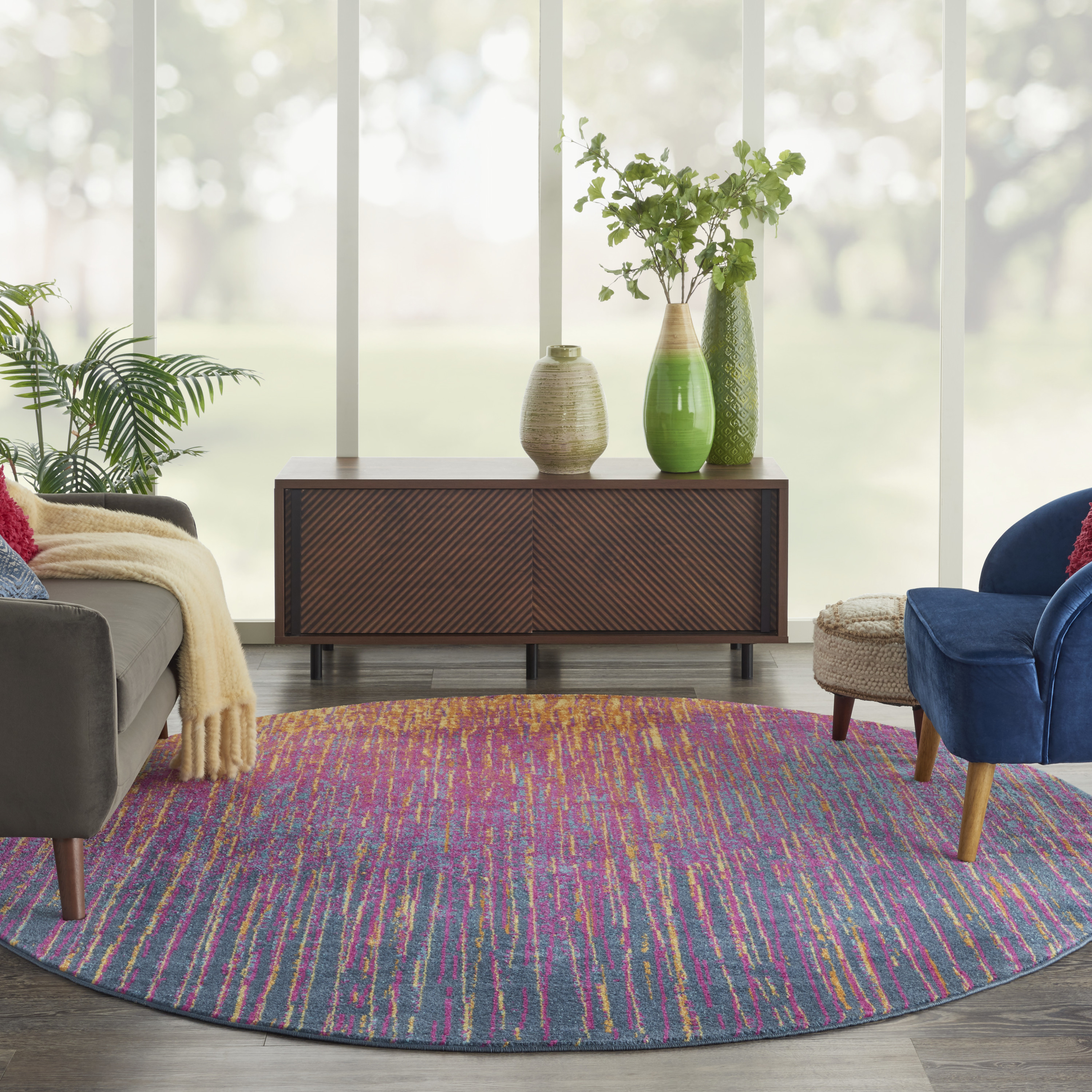Nourison Passion 8' x Round Multicolor Modern Indoor Rug