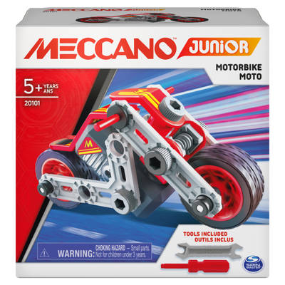 Meccano Junior, Motorbike STEAM Model Building Kit, for Kids Aged 5 and Up