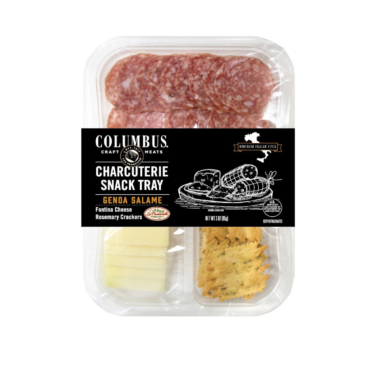 COLUMBUS(r) Genoa Snack Tray 8/3oz . C1CB - Front Center Inner Pack (Hi Res)