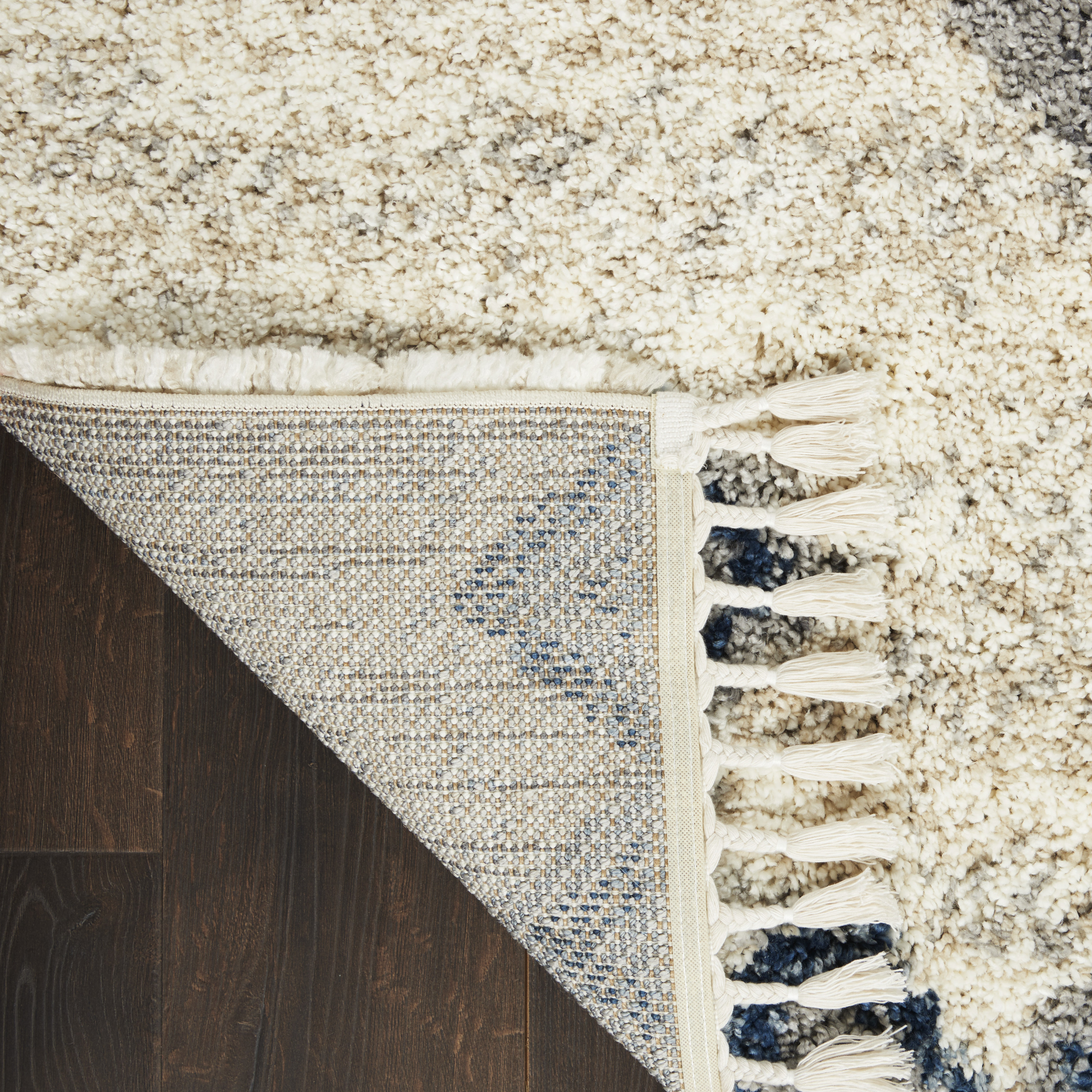 Nourison Oslo Shag 4' x 6' Ivory/Blue Shag Indoor Rug