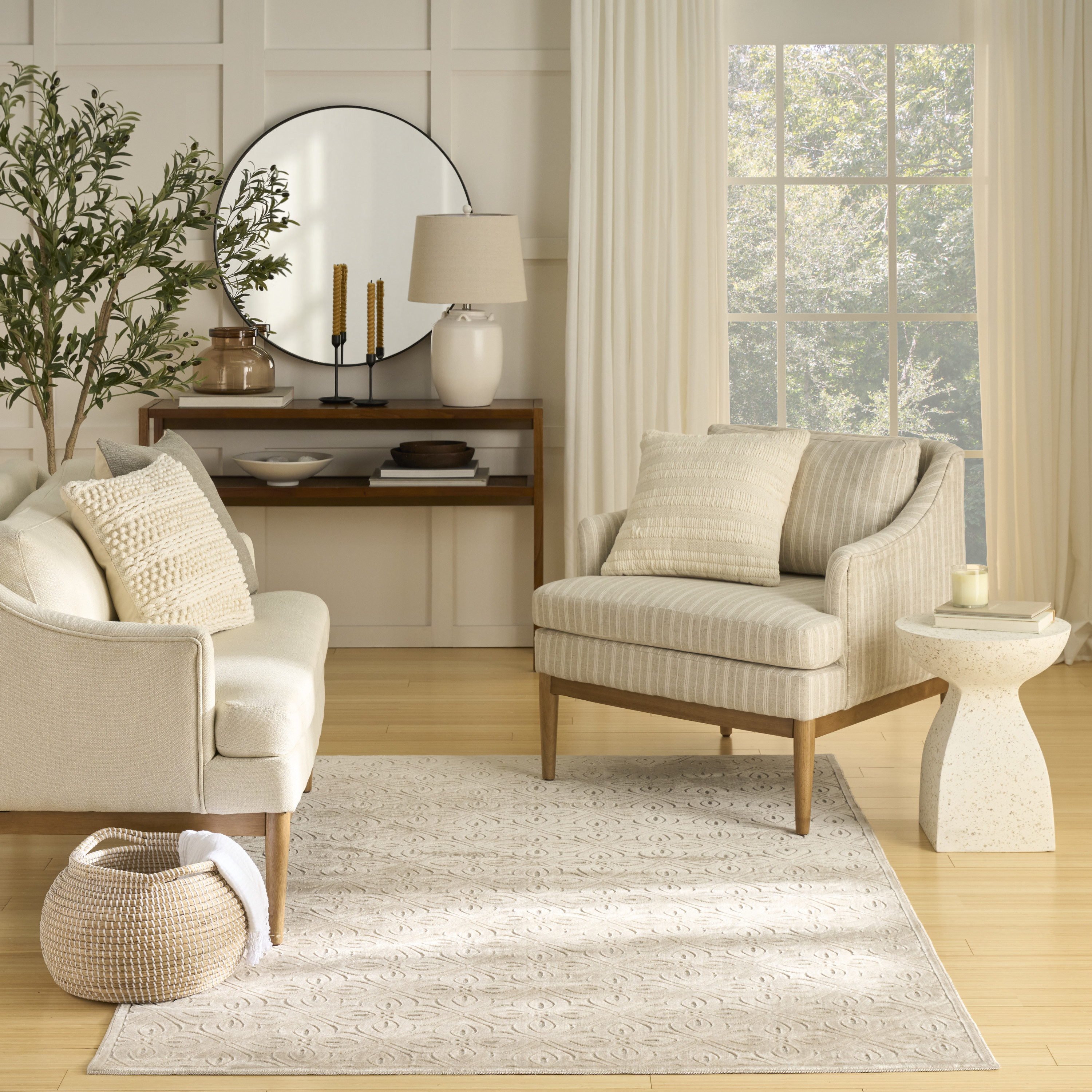Nourison Washable Charm 4' x 6' Beige Ivory Contemporary Indoor Rug