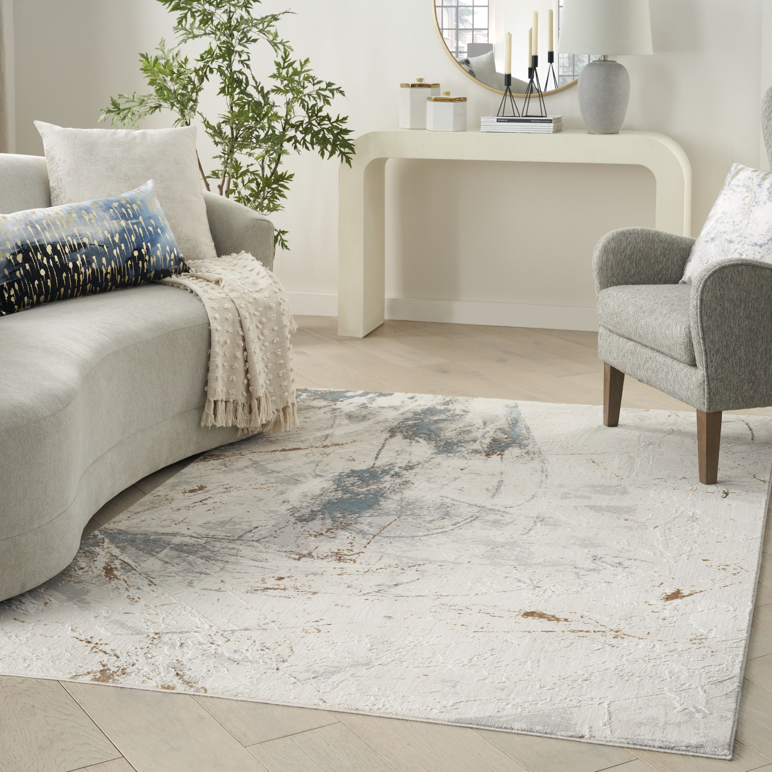 Nourison Desire 6' x 9' Ivory Grey Blue Modern Indoor Rug