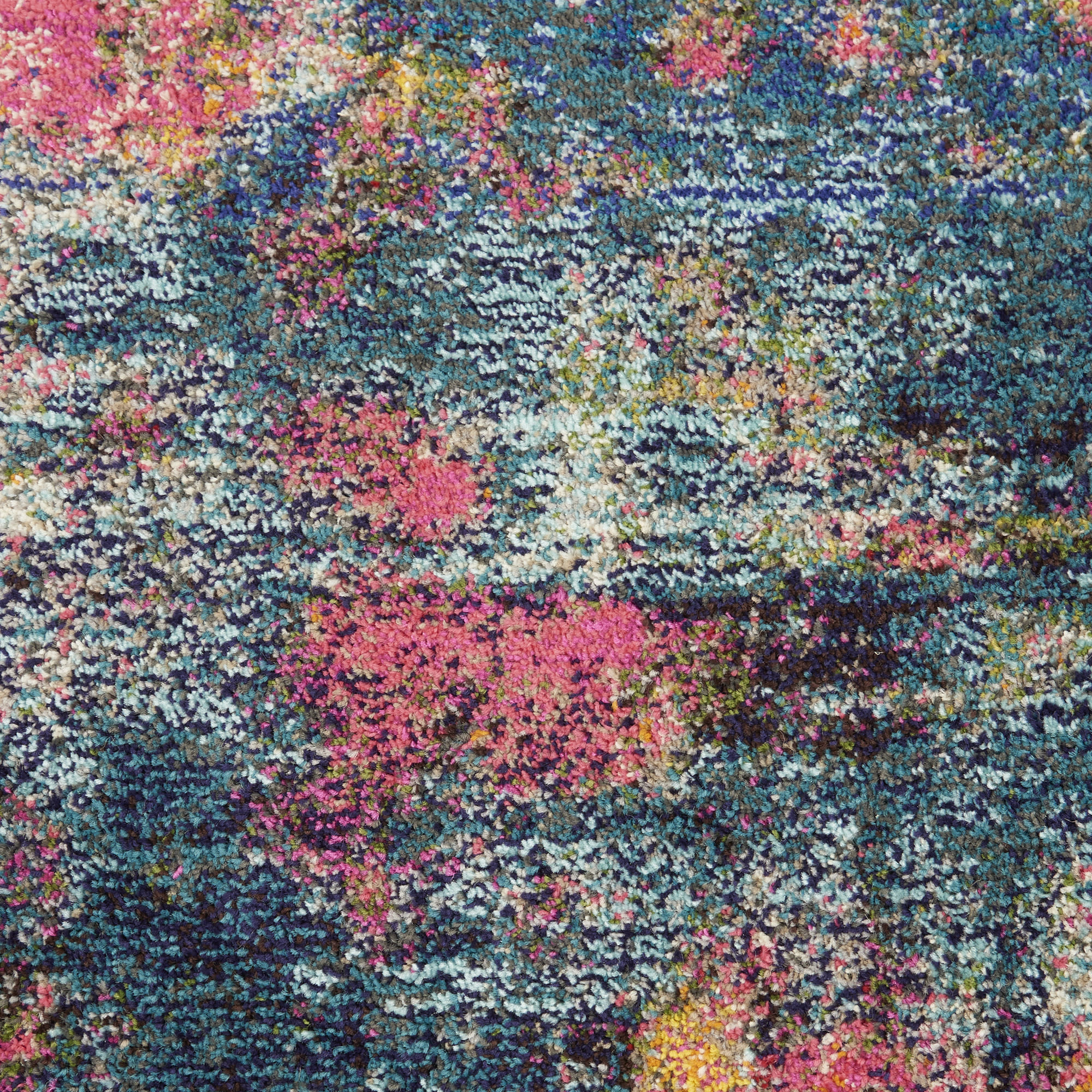 Nourison Celestial 5'3" x Round Blue Yellow Modern & Contemporary Indoor Rug