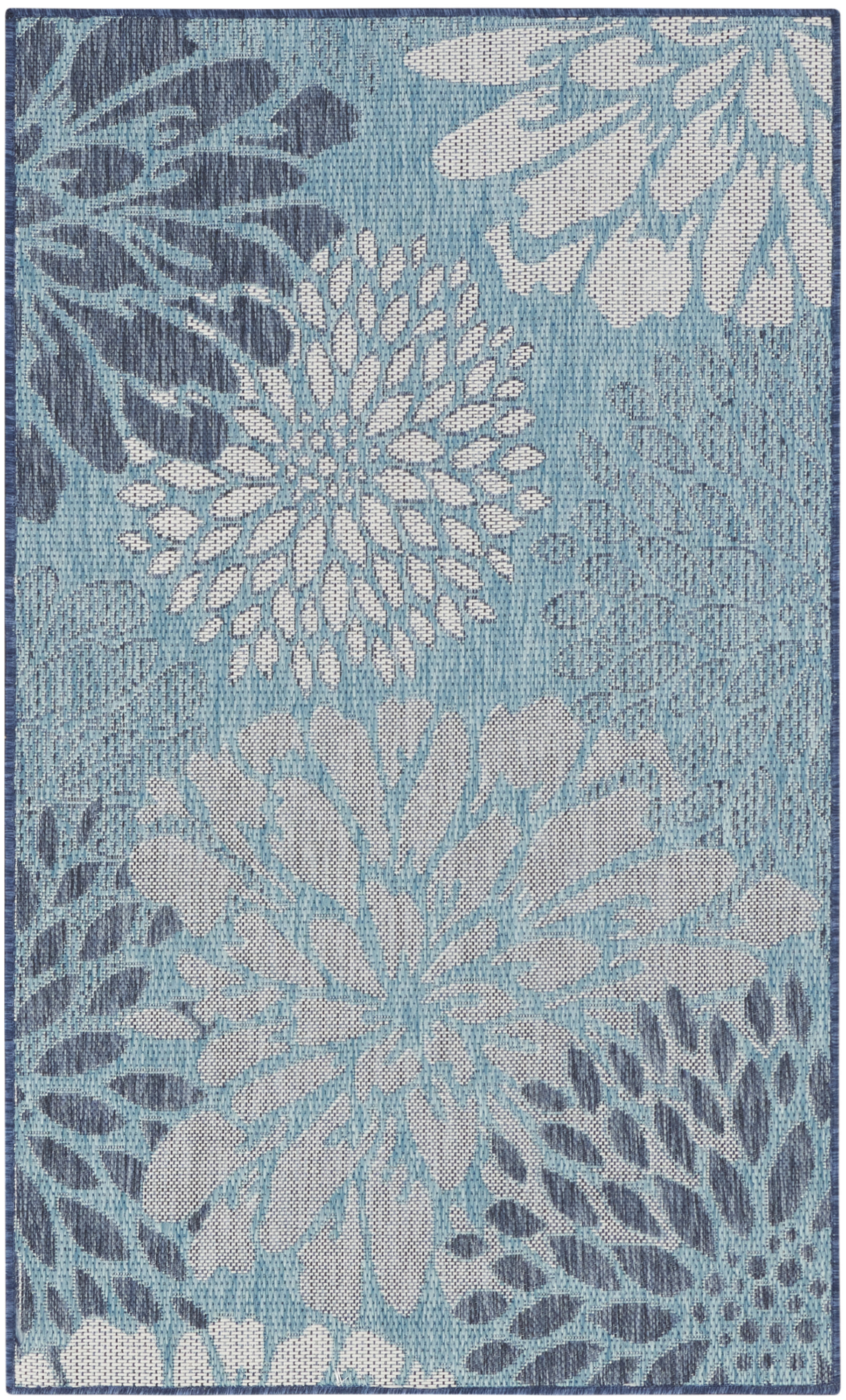 Nourison Garden Oasis 2' x 4' Navy Tropical Rug