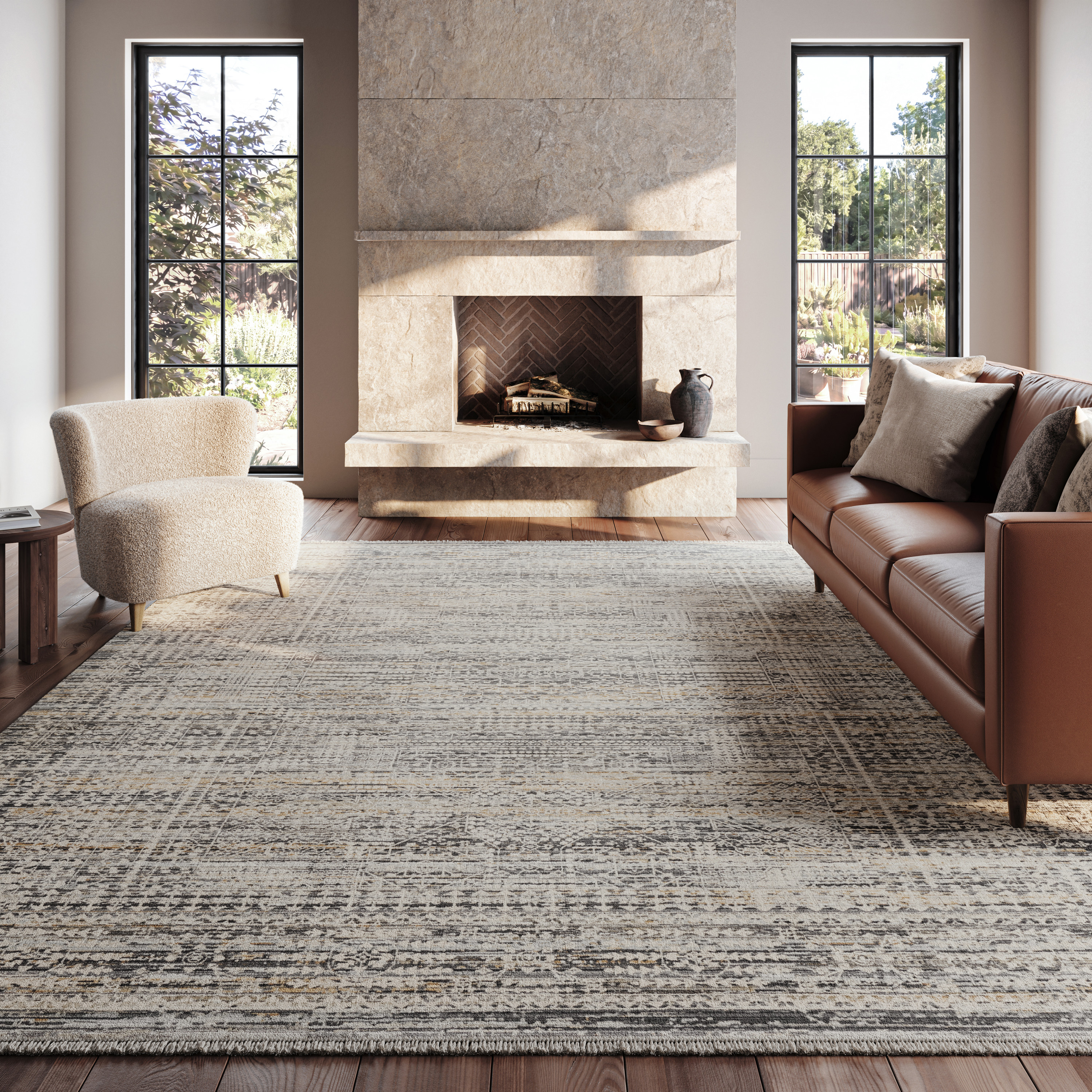 Nourison Lynx 12' x 15'9" Ivory Slate Vintage Indoor Rug