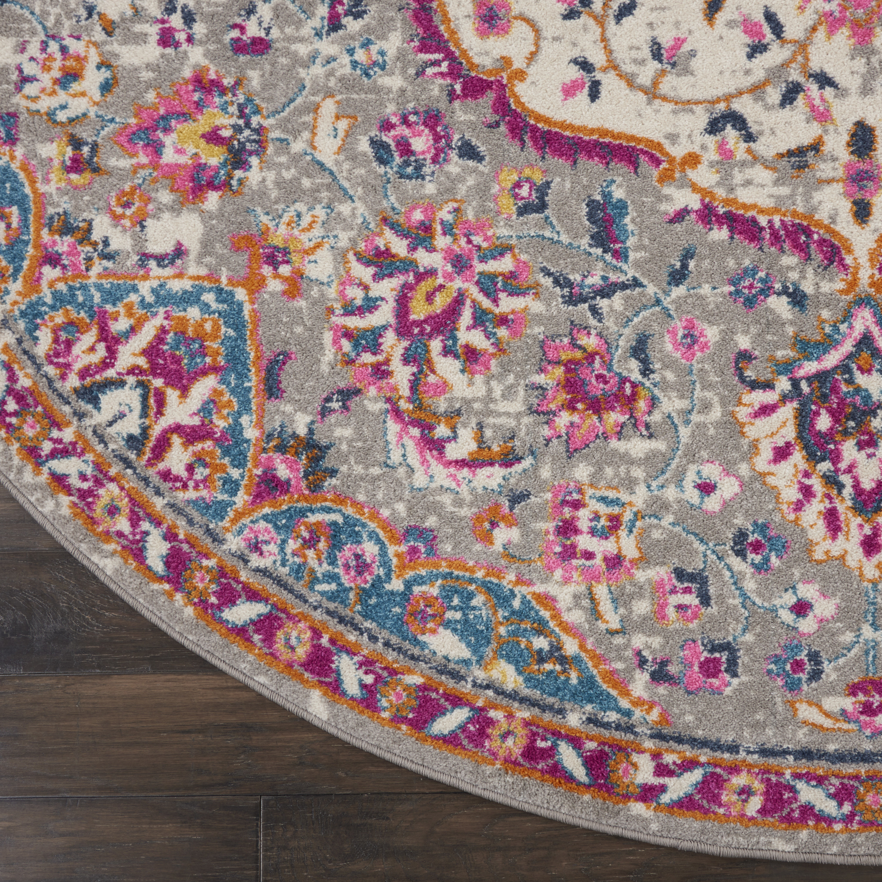 Nourison Passion 8' x Round Grey Multicolor Transitional Indoor Rug