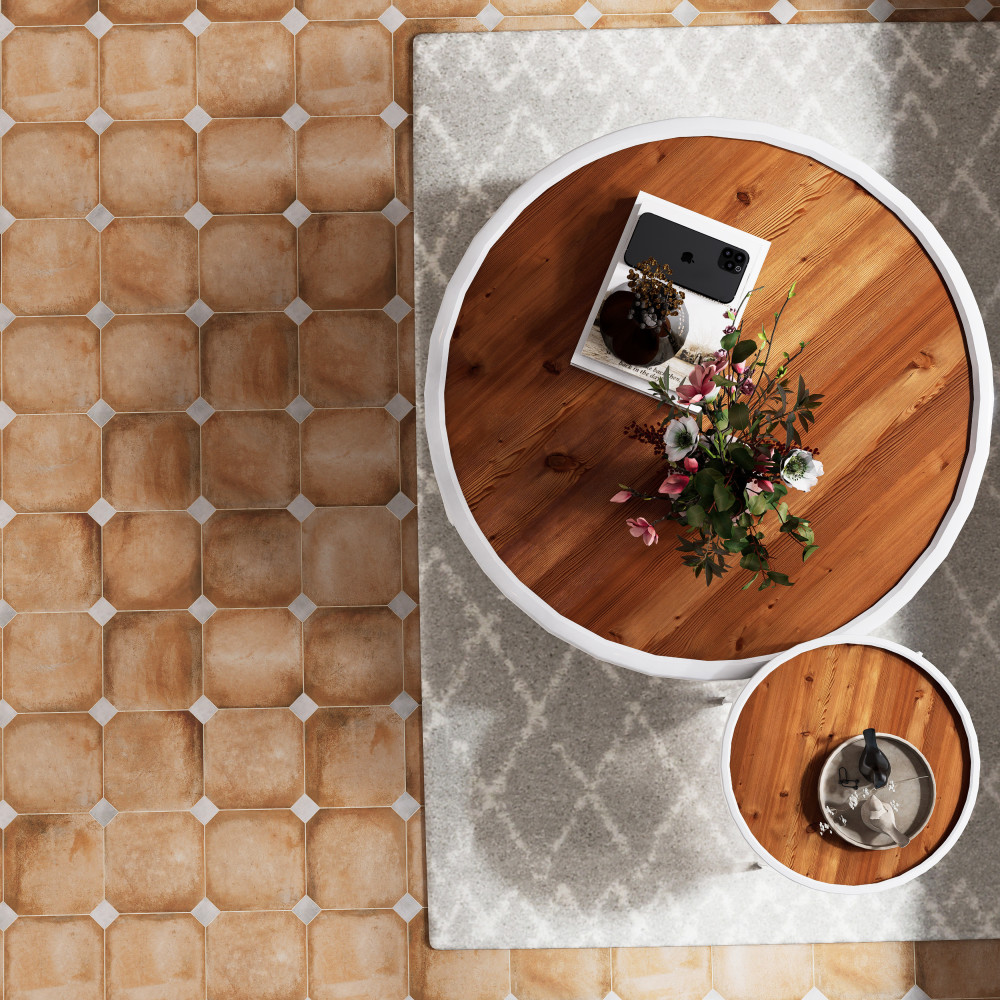 Laverton Octagon Natural with Taco Gris 7-7/8 in. x 7-7/8 in. Porcelain Floor and Wall Tile
