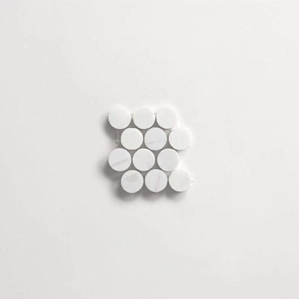 clé lapidary: legacy | penny rounds mosaic sheet | honed | white dolomite | sample 