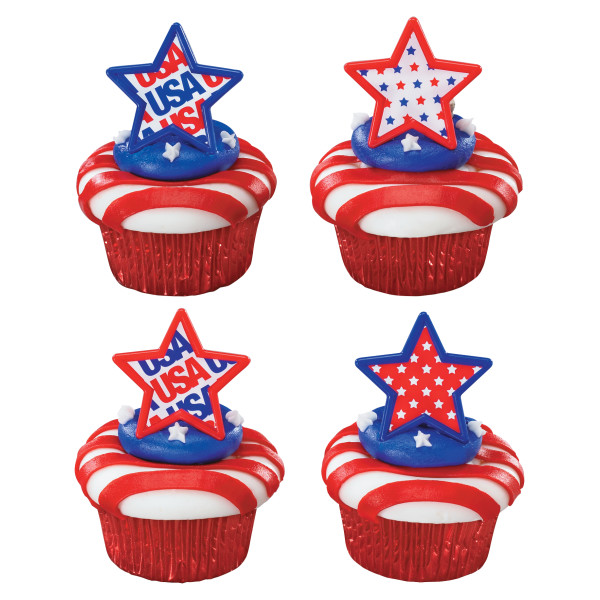 Patriotic USA Star Cupcake Rings