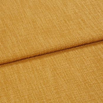 Coarse mustard-yellow woven fabric, folded with a horizontal overlap, showcasing tight textured weave and subtle sheen; close-up under soft, even lighting.