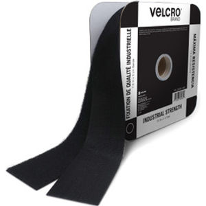 Industrial Strength Hook and Loop Tape, 25 ft x 2 in, Black