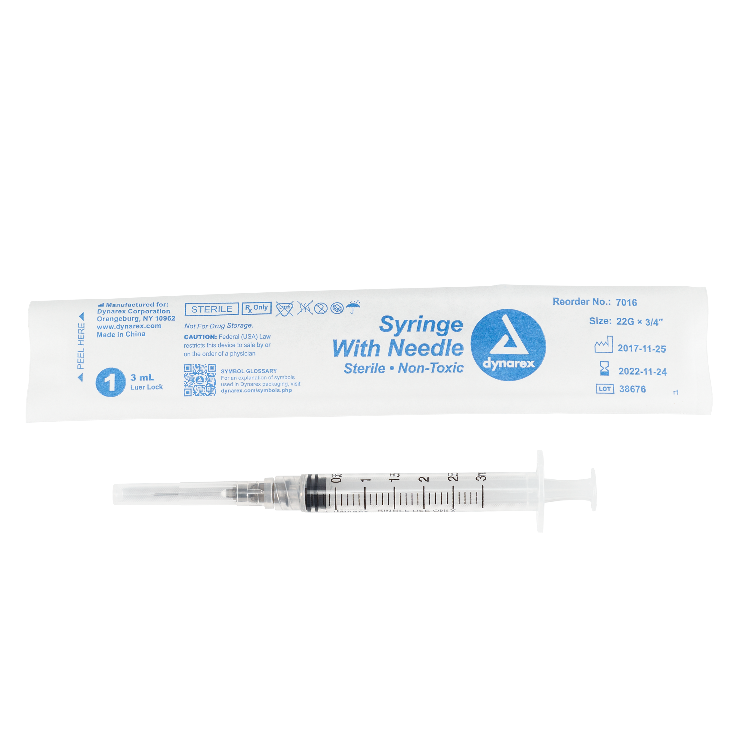 Syringes With Needle - 3cc - 22G, 3/4