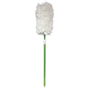 Impact, Microfiber Duster 30-45" Extendable Twist-and-Lock, Green Handle, White Duster, Microfiber, White, 12 in