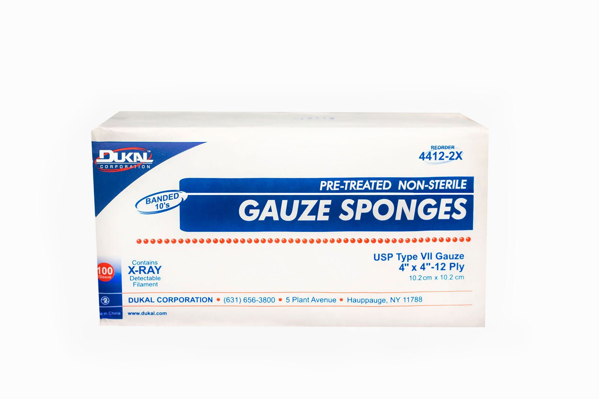Dukal™ USP Type VII X-Ray Detectable Gauze Sponge, 4 x 4 Inch, 12-Ply