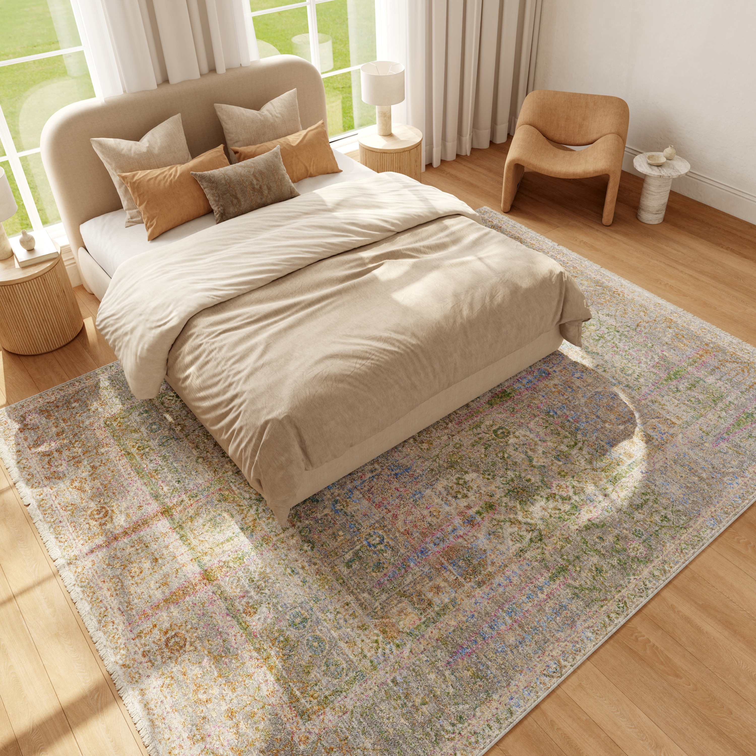 Nourison Vintage Harmony 7'10" x 9'10" Blue Multicolor Bohemian Indoor Rug