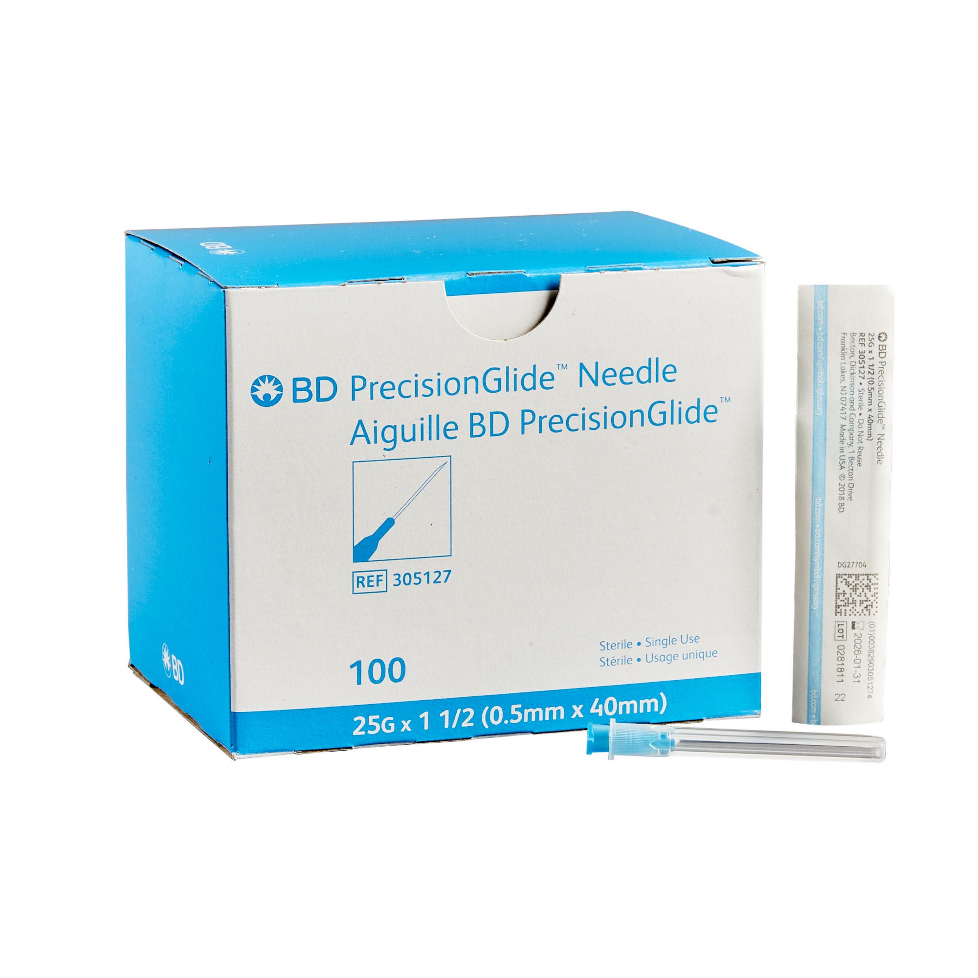 PrecisionGlide™ Hypodermic Needle, 25 Gauge, 1.5 Inch Length