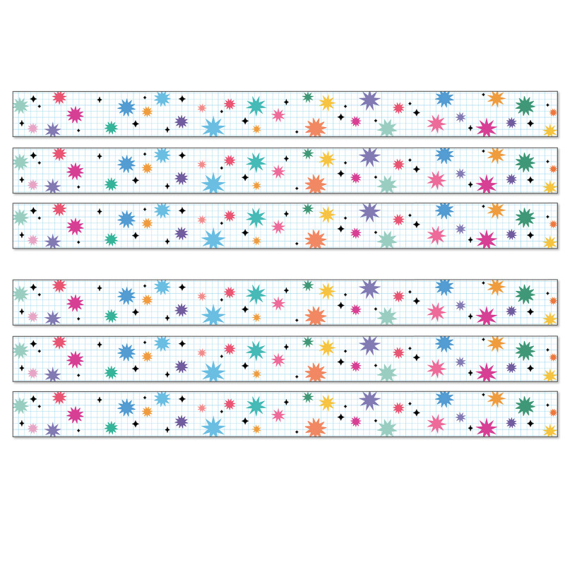 Happily Ever Elementary Retro Remix Bursts & Twinkles Straight Bulletin Board Borders, 36 Feet Per Pack, 6 Packs