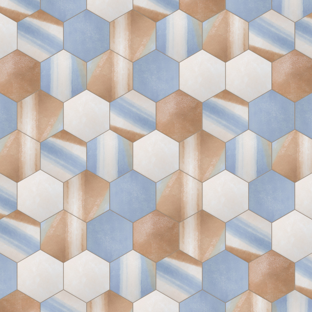 Zahara Hex Deco Mix 8.63x9.88 Hexagon Porcelain Floor and Wall Digital Pattern