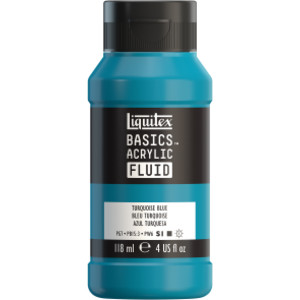 BASICS Acrylic Fluid, 118 mL Bottle, Turquoise Blue